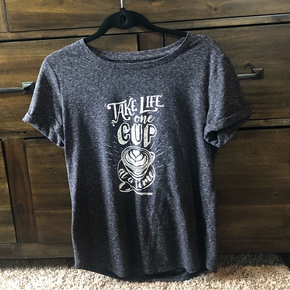 😍GUC Maurices Purple Graphic Tee ‘Take life one cup at a time’☕️ Size Medium - Picture 3 of 5